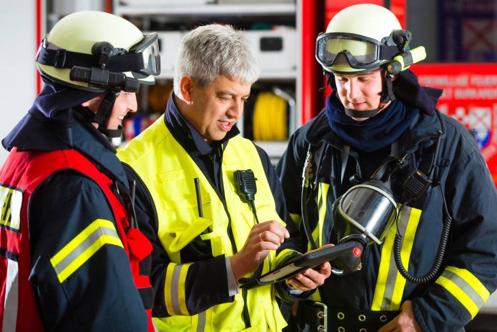 A photo of some fire fighters at work