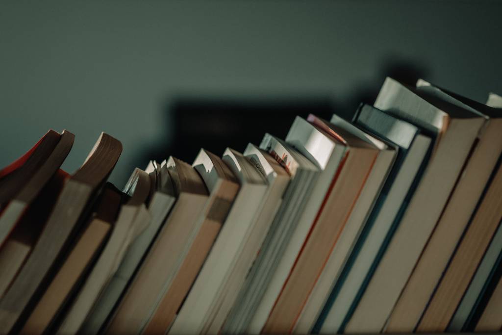 A photo of a bookshelf full of resources