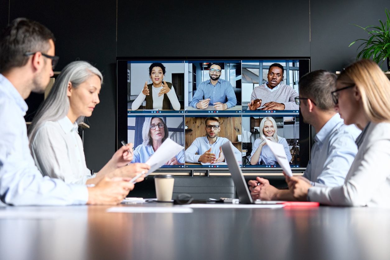 Modern video conferencing room setup