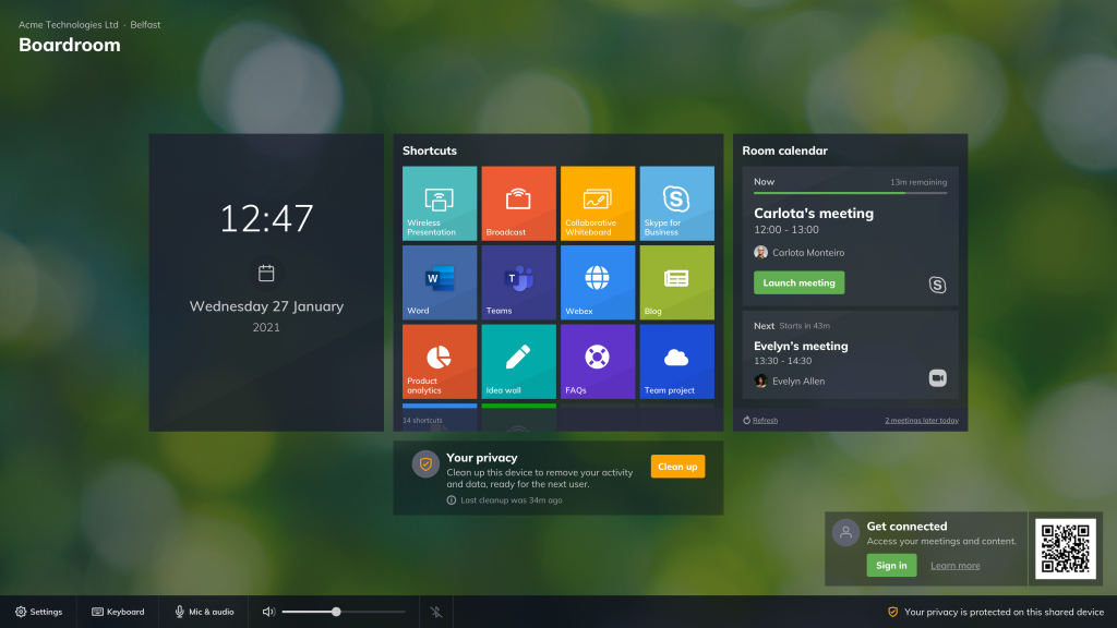 Launcher interface. Video conferencing interoperability.