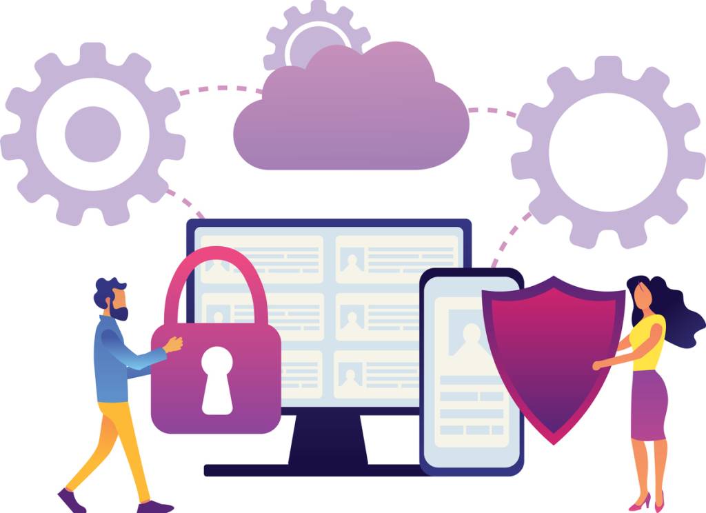 Man and woman demonstrating safety and security of personal data