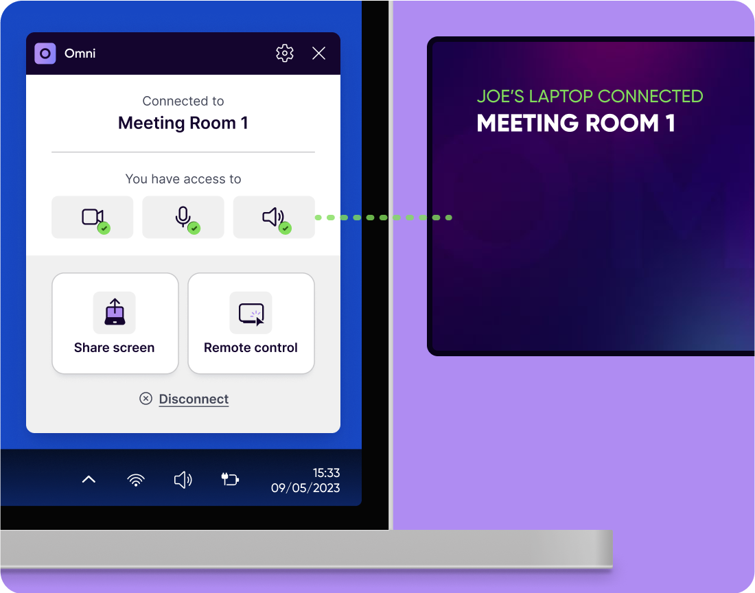 Image showing the Omni client connected to a meeting room screen