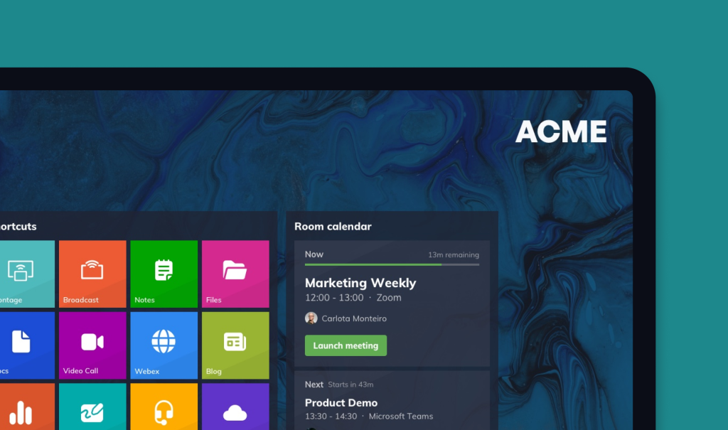 Launcher customized with a company's brand and shortcuts